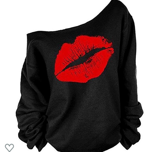 Beautiful woman sweatshirt lips 👄 print loose - Picture 6 of 8